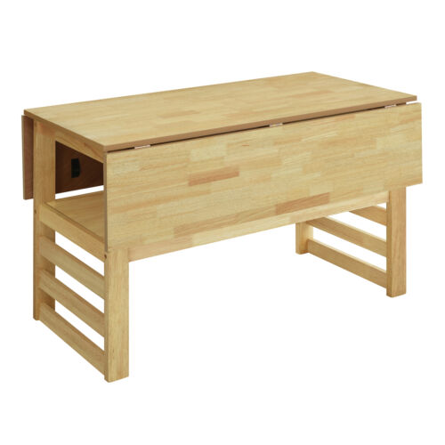 5Pieces 47.2"Extendable Square Dining Table Set Two Drop Leaves 4 Chairs Natural - Picture 8 of 20