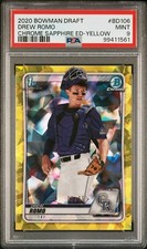 PSA 9  - 2020 Bowman Draft Sapphire DREW ROMO 1st Yellow Refractor 06/99