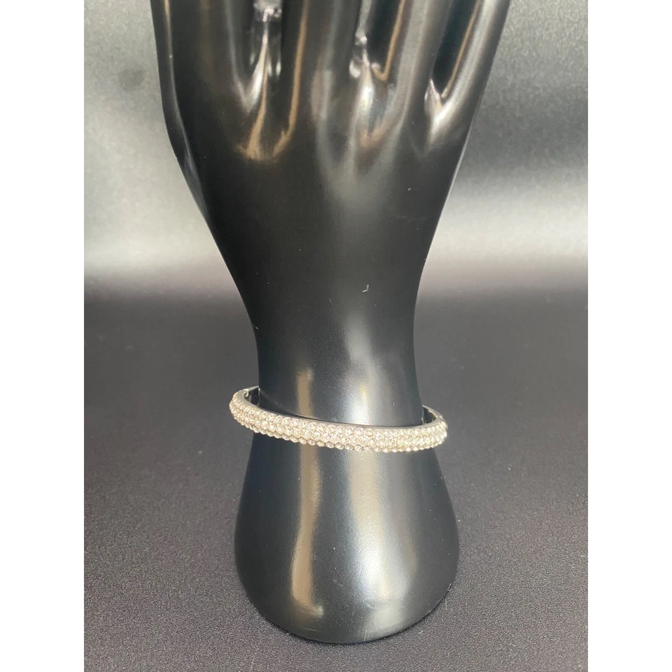 Anne Klein Women's Crystal Pave Bangle Bracelet in Silver-Tone Size 2.50" NIB - Image 2 of 3