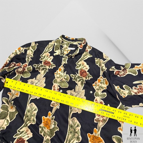 Burma Bibas Hawaiian Shirt Mens XL Black Floral Button Up Tropical Silk 90s * - Picture 5 of 7