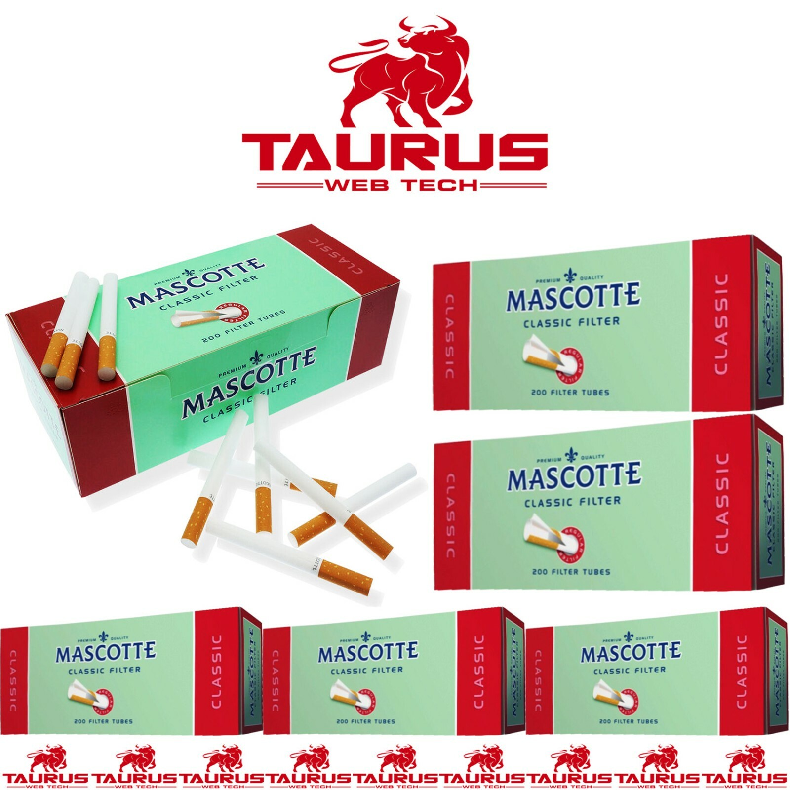 2000x MASCOTTE Classic Filter TUBES Tips Paper Smoking Cigarette Fill Tobacco UK