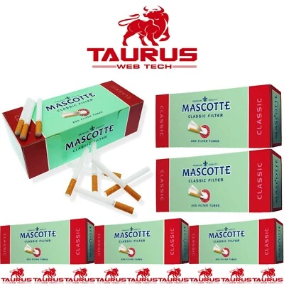 2000x MASCOTTE Classic Filter TUBES Tips Paper Smoking Cigarette Fill Tobacco UK