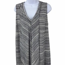 Lane Bryant Dress Womens Size 14 16  Grey Striped V Neck Sleeveless