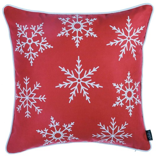 Set Of Two Red 18 Christmas Snowflakes Throw Pillow Covers - Bild 5 von 6