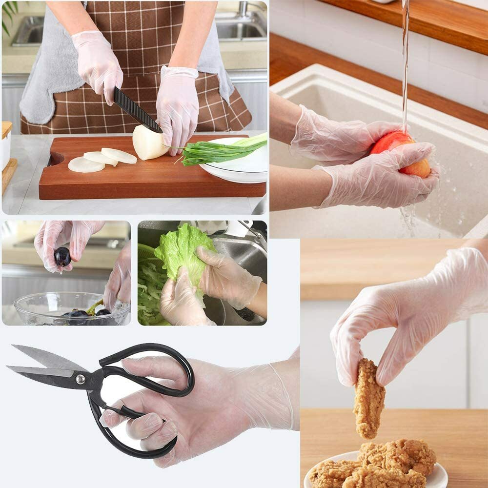 100 Pcs Vinyl Kitchen Gloves Disposable PVC Latex Free Powder Free Size