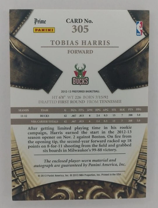 TOBIAS HARRIS Rookie Patch Auto Silhouettes Card #22/25 - 2012 Panini Preferred - Image 2 of 2