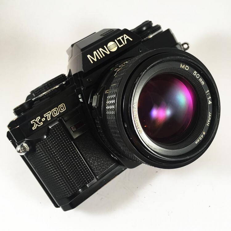 完動品 MINOLTA NEW X-700 MPS + MD 50mm F1.4 Near MINT] Minolta New X-700 MPS Black Film Camera MD 50mm