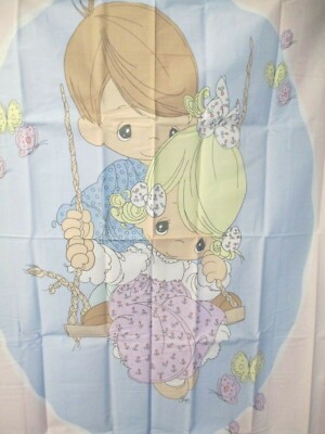 FABRIC NEW Precious Moments Quilt Panel Boy & Girl on a Swing; Pastels $10.95