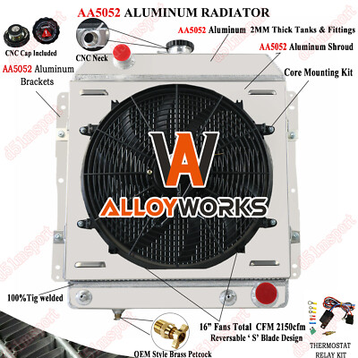 3Row Radiator Shroud Fan Fit 1958 Chevy Bel Air Impala Biscayne Del Ray Nomad V8