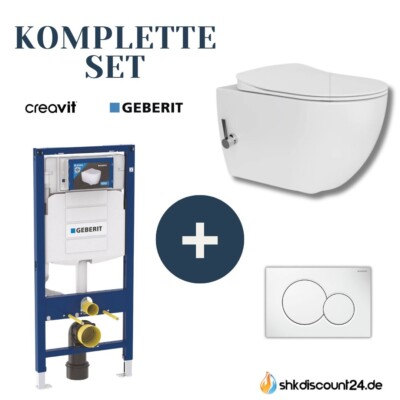 Komplettset Wand-WC +WC Sitz + Geberit Vorwandelement + Betätigungsplatte