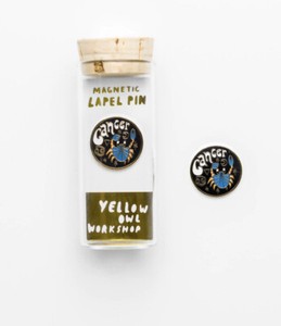 Authentic Yellow Owl Workshop Zodiac Sign Cancer Magnetic Lapel Pin 22K Gold Plated