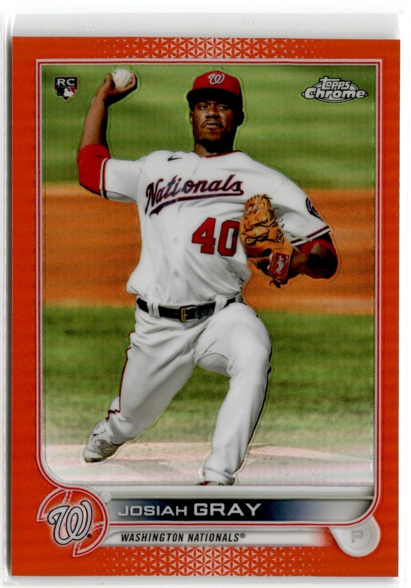 2022 Topps Chrome Orange Refractor Josiah Gray /25 #160 RC Washington Nationals