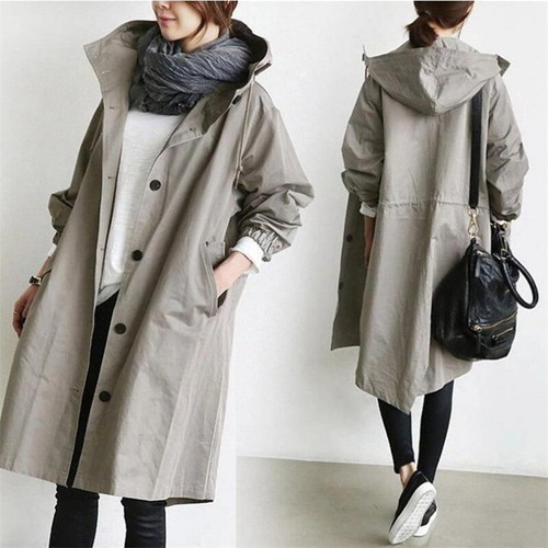 Women Outdoor Jackets Outwear Waterproof Raincoat Overcoat Hooded Parka Jacket - Picture 12 of 21
