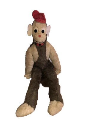Vintage 20'' Ka-Klar Toy Manchester Conn Organ Grinder Long Tail Monkey Plush