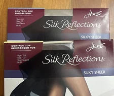 2pair  Silk Reflections SZ CD Soft Taupe & Town Taupe Control Top See  Toe Type