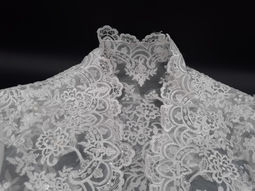 Vintage 50s Vibe Bridal Prom Lace Cape Jacket White/Off White S/M One Of A Kind - Picture 6 of 11