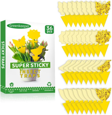 36 Pcs Classic Sticky Traps for Fungus Gnat (Plants), Fruit Fly, Whitefly, and F