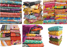 Vintage Kantha Quilt Indian Reversible Throw Handmade Blanket Wholesale Lot