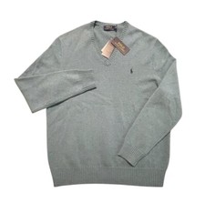 NWT Polo Ralph Lauren Classics Sweater Mens Large Blue Wool Cashmere V-Neck 250