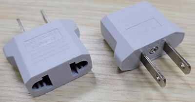 EU Euro Europe to US USA Power Jack Wall Plug Converter Travel Adapter White/BK