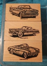Stampin’ Up 2003 Classic Convertibles Cars Wood Mounted Rubber Stamp Set