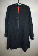 Ewa i Walla Distressed Raw Navy Linen Cotton L/S Smock Dress AW17 Womens Size M
