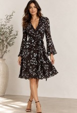 Vintage MICA Brown Blue Floral Whimsigoth Romantic Fairy Wrap Dress L 90s Y2K