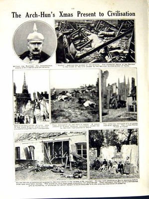 Original alter antiker Druck 1914-15 Weltkrieg Bayerische Siers Französische Gefangene
