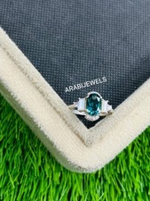 Oval Cut Teal Sapphire Ring 925 Sterling Silver Gift For Her Engagement Ring.