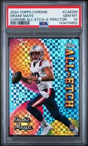 2024 Drake Maye Topps Chrome Rookie All Etch Xfractor PSA 10 England Patriots