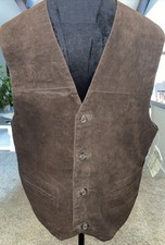 VTG 90s Greatland Apparel Brown Suede Leather Front Nylon Back Vest Medium