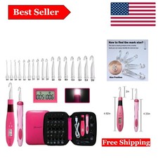 17-Size Light-Up Digital Crochet Hook Set with Row  Stitch Counter