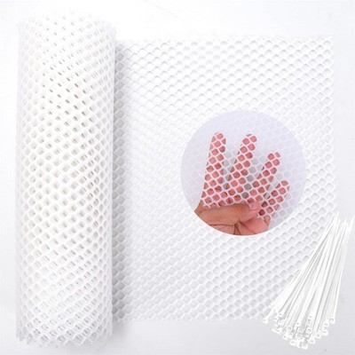 White Plastic Wire Mesh Fence Roll - 15.7IN x 20FT Plastic Chicken Wire Mesh ...