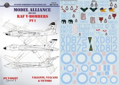 Model Alliance Decals 1/72 Vulcan B.2 Victor B.2 Valiant B.1 9 139 214 Sqn (RAF)