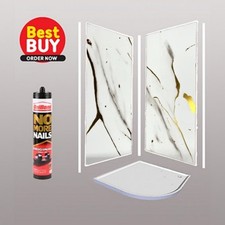 White Gold Marble 1m x 2.4m x 10mm, Easy to Install panels 2 sided Kit