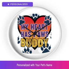 Custom Pitbull Pit Bull Paw Print Wall Clock Personalized Pet Name Home Decor