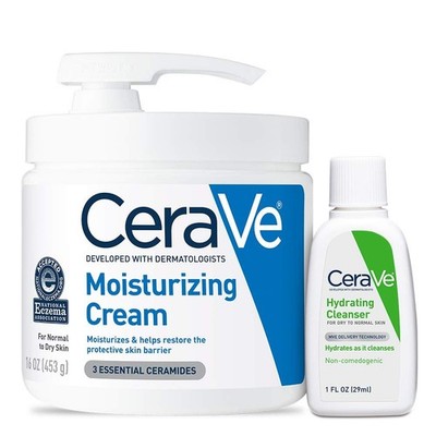 CeraVe Moisturizing Cream & Hydrating Facial Cleanser Skin Care Set, Combo Pack