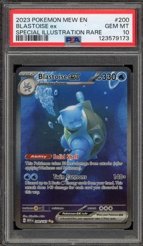 Pokemon Blastoise ex 151 MEW EN Special Illustration Rare #200 PSA 10 Gem Mint