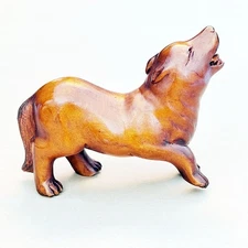 Y8965 - 2" Hand Carved Boxwood Netsuke - Roaring Wolf