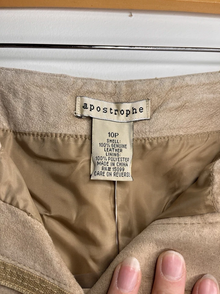 Pantalones occidentales de cuero gamuza genuino Apostrophe para mujer talla 10P Rodeo Country nuevos con etiquetas Foto 4 de 4