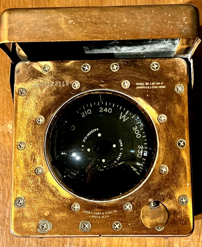 Brújula de barco de cobre John E. Hand & Sons Co. modelo LMC-101-D bonito artículo de historia Foto 2 de 4