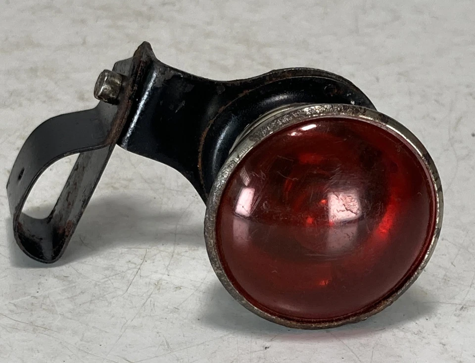Vintage 6v Bicycle / Motorcycle Lamp Rear Red Tail Light classic old Metal Cycle - Image 4 of 4