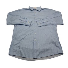 Calvin Klein Dress Shirt Mens 16.5 32/33 Blue Pinstriped Long Sleeve Cotton