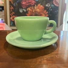 Fire King Anchor Hocking Restaurant Ware Jadeite Extra Heavy Cup and Saucer Set