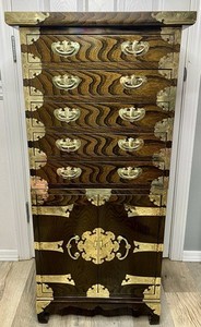 Antique 2 Piece Korean Elmwood Tansu Chest Hall Cabinet Asian Chest Of Drawers