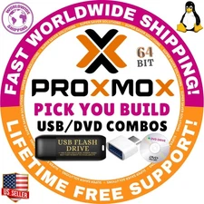 PROXMOX LINUX OS USB/DVD LATEST VERSIONS 64-BIT FULL/LIVE BOOT MAC/PC FAST SHIP