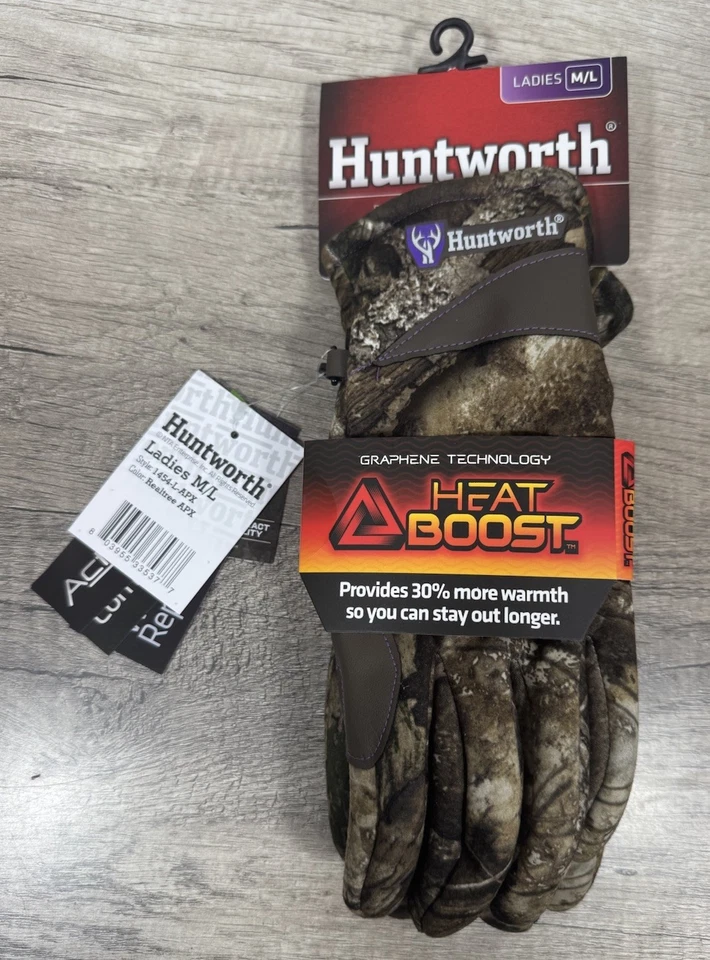 Huntworth Women's Heat Boost Hunting 5-Finger Glove Realtree APX Camo Size M/L - Image 2 of 4