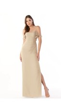 Azazie Emeralda Chiffon Sheath Dress In Champagne