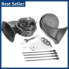 Universal Car Horn Upgrade Kit, 12V High/Low Dual Tone Snail Horn, Loud Waterpro