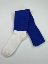 VTG Soccer Socks 9-11 White Royal Blue Acrylic 80s 90s USA Made NOS Sports Knee